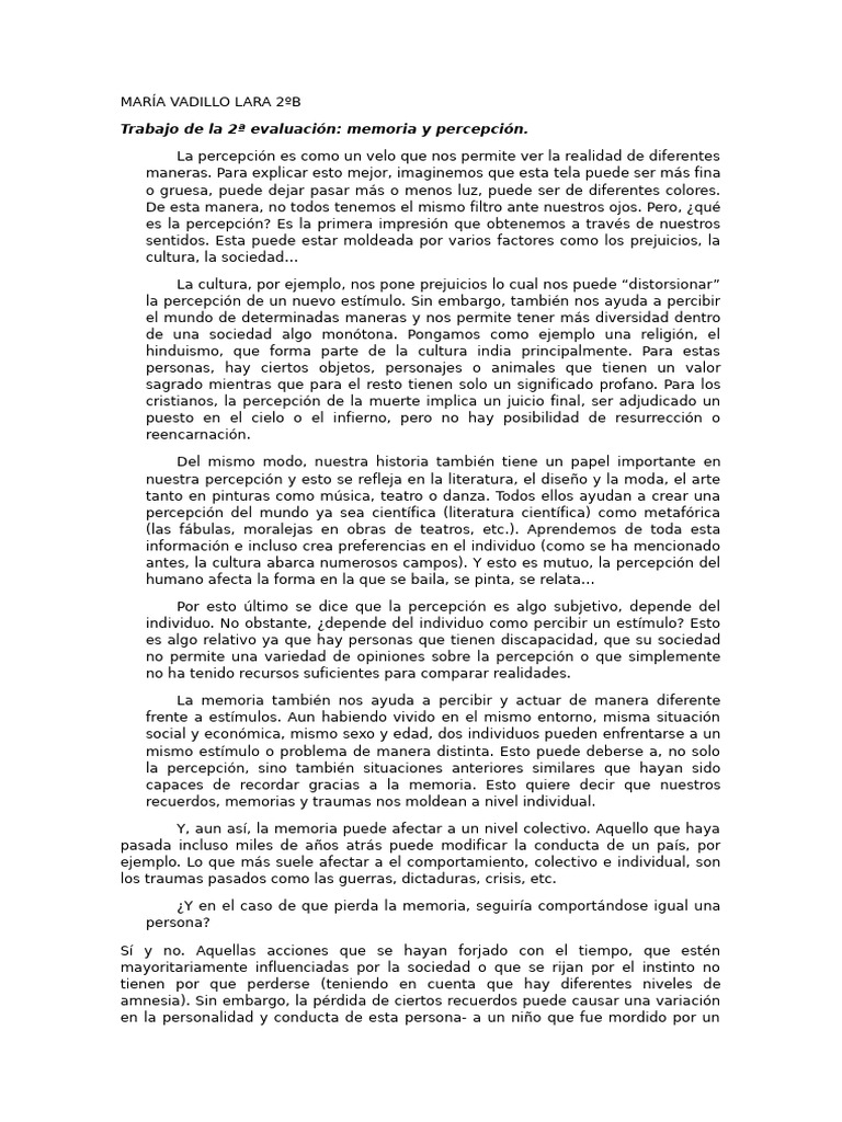 Memoria Y Percepcion Pdf