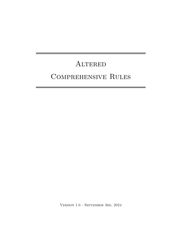 Altered Comprehensive Rules v1.0 | PDF | Playing Cards