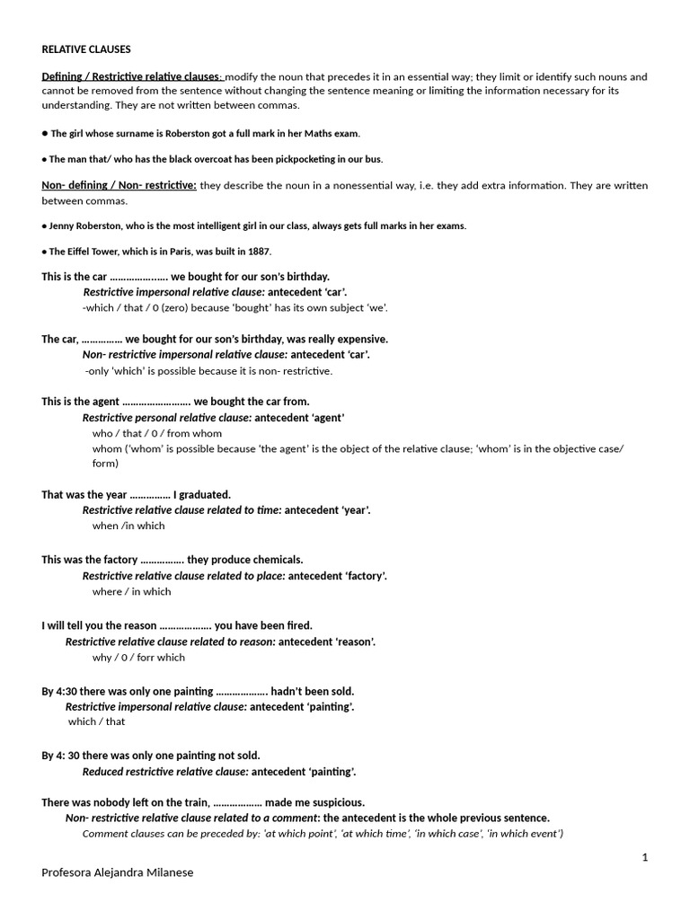Relative Clauses Imprimir | PDF