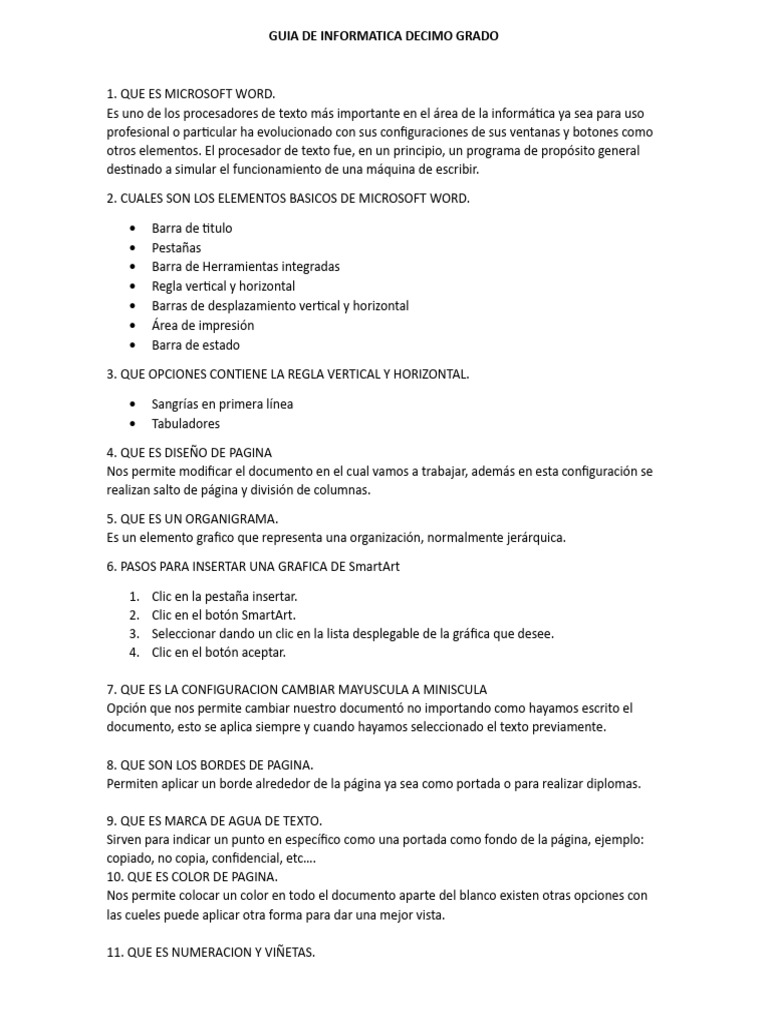 Guia de Informatica Decimo Grado | PDF