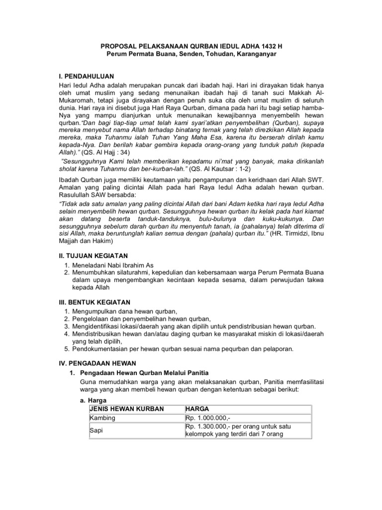 Proposal Idul Adha Osis - Idola O