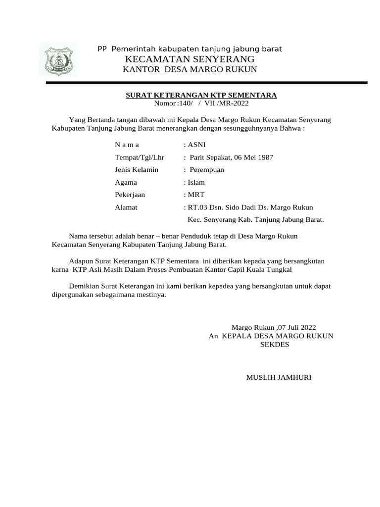 KTP Sementara | PDF