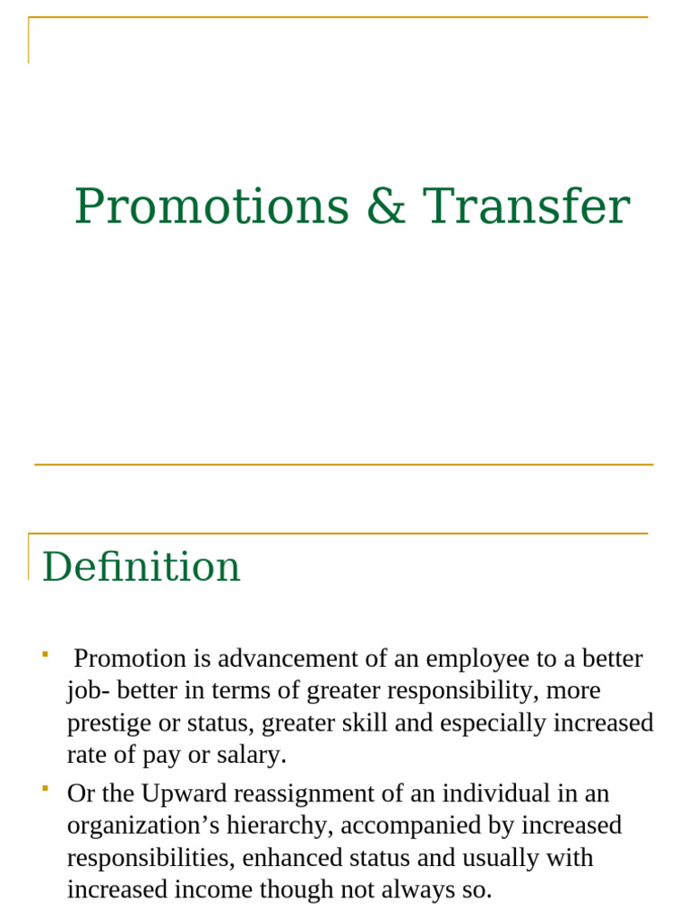 Promotion and Transfer | PDF