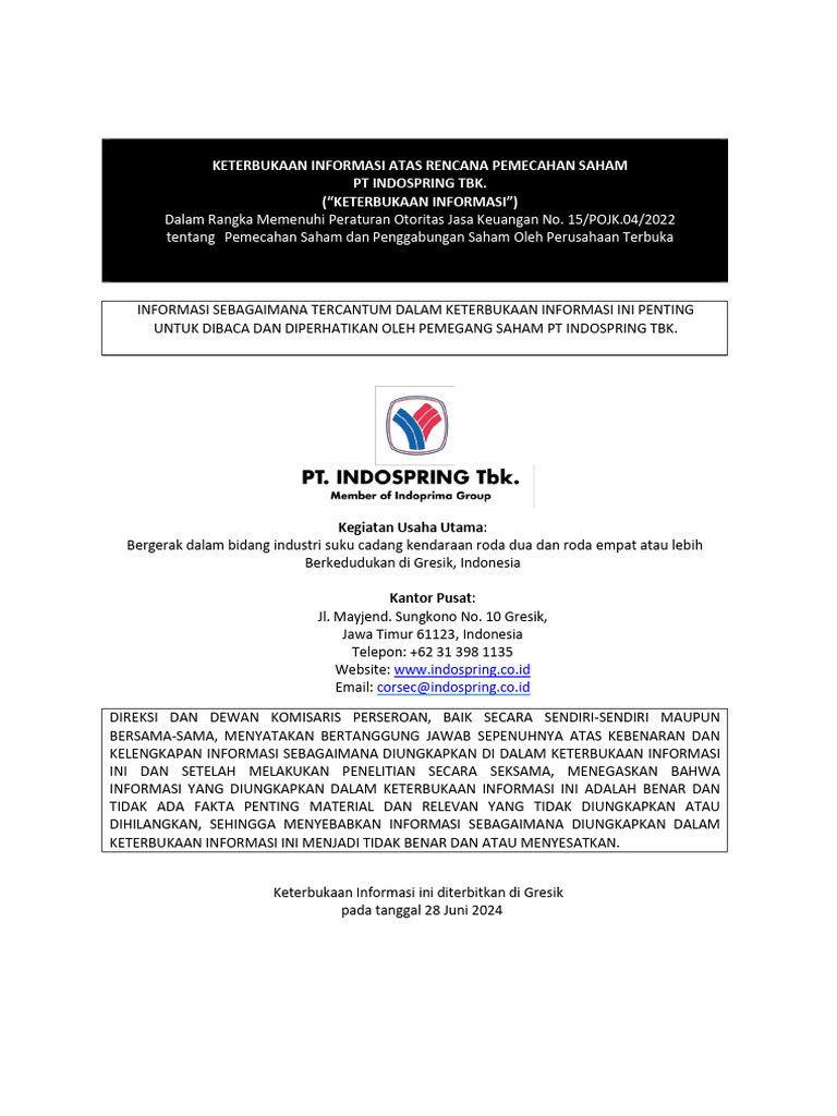 Disclosure Of Stock Dividend Information Pdf