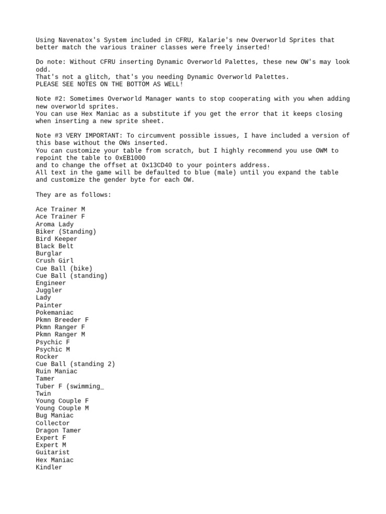 Expanded Overworld Sprites | PDF