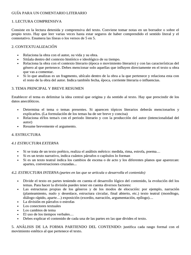 Guía para Un Comentario Literario | PDF