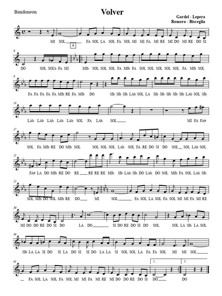 Volver 2024 - Bandoneon | PDF | Tango | Uruguayan Styles Of Music