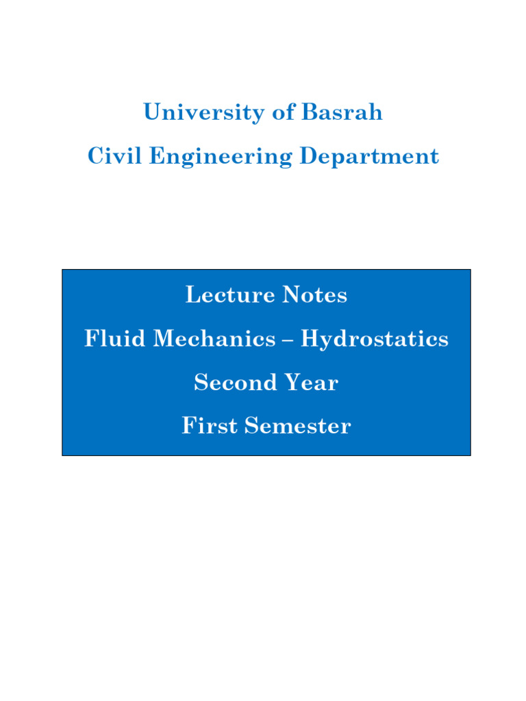 Fluid Mechanics Lecture Notes | PDF | Pressure Measurement | Viscosity