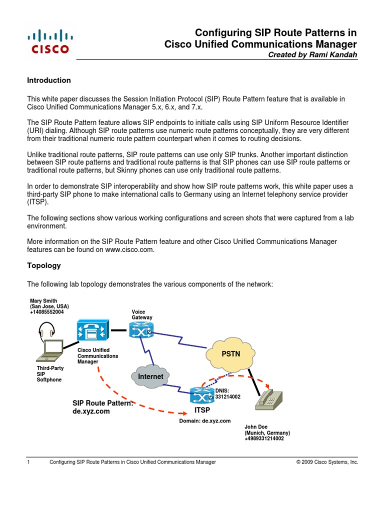 Configuring SIP Route Patterns in CUCM_Posted_1!14!09 Session