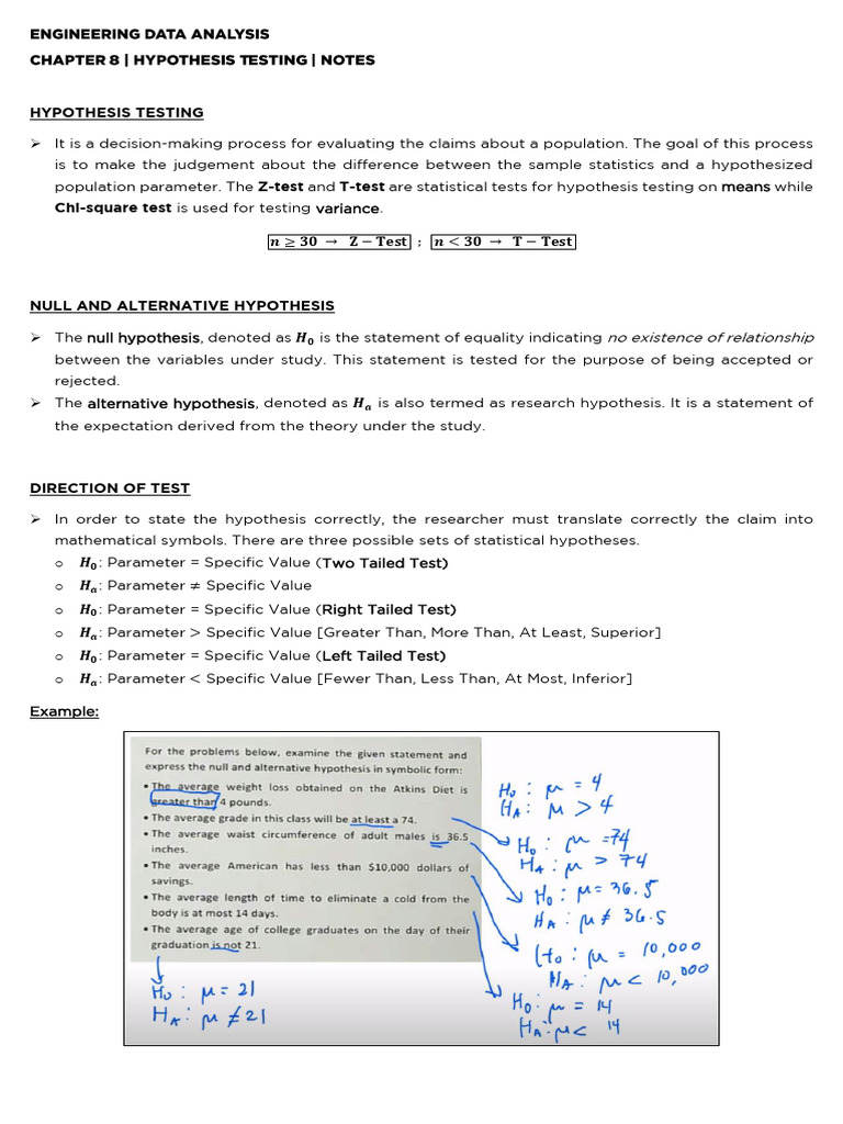 Chapter 8 Hypothesis Testing | PDF