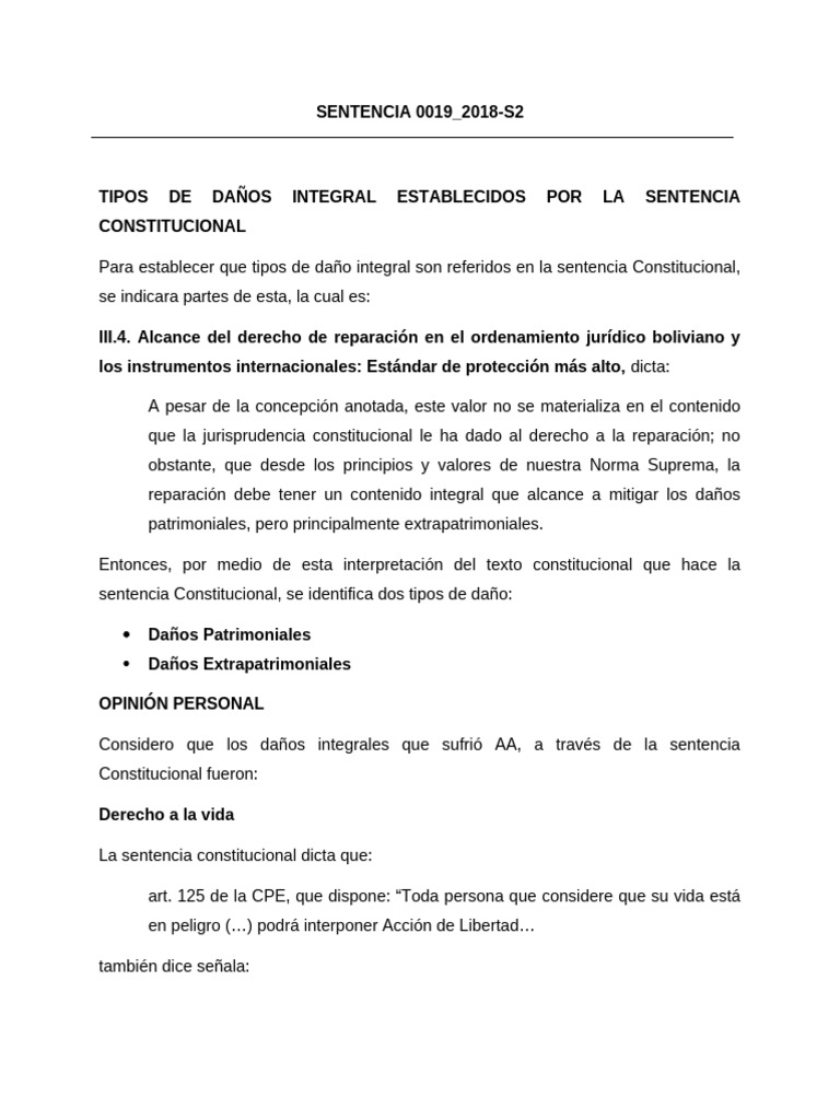 Daños Integrales en SCP 0019/2018-S2 | PDF | Violencia | Menor (ley)