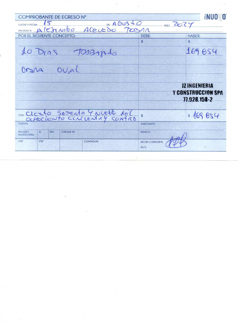 Comprobante de Egreso Julio 2024 Alejandro Acevedo Tobar | PDF
