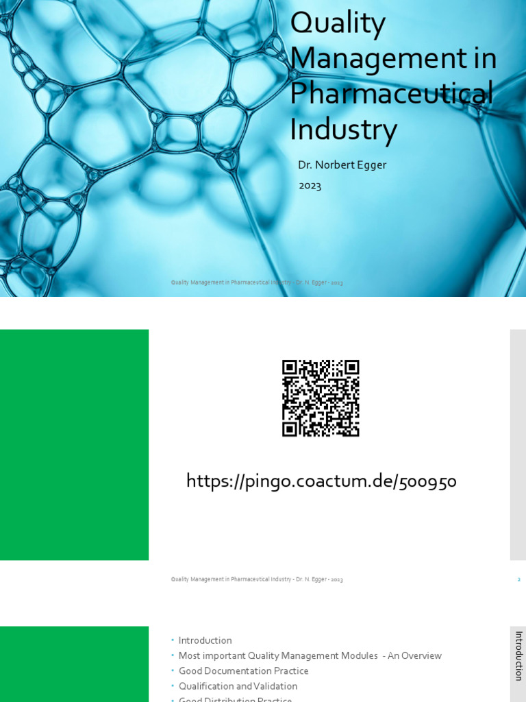 2023-09-29 Quality Management in Pharmaceutical Industry | PDF