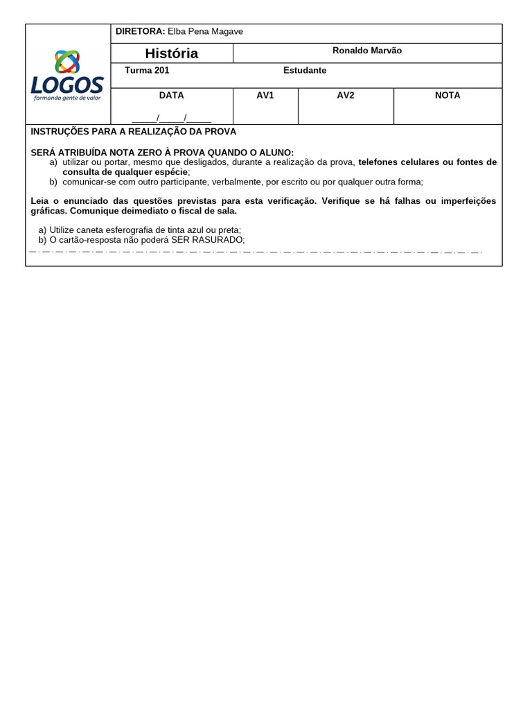 Cabeçalho Ensino Medio 2024 A | PDF