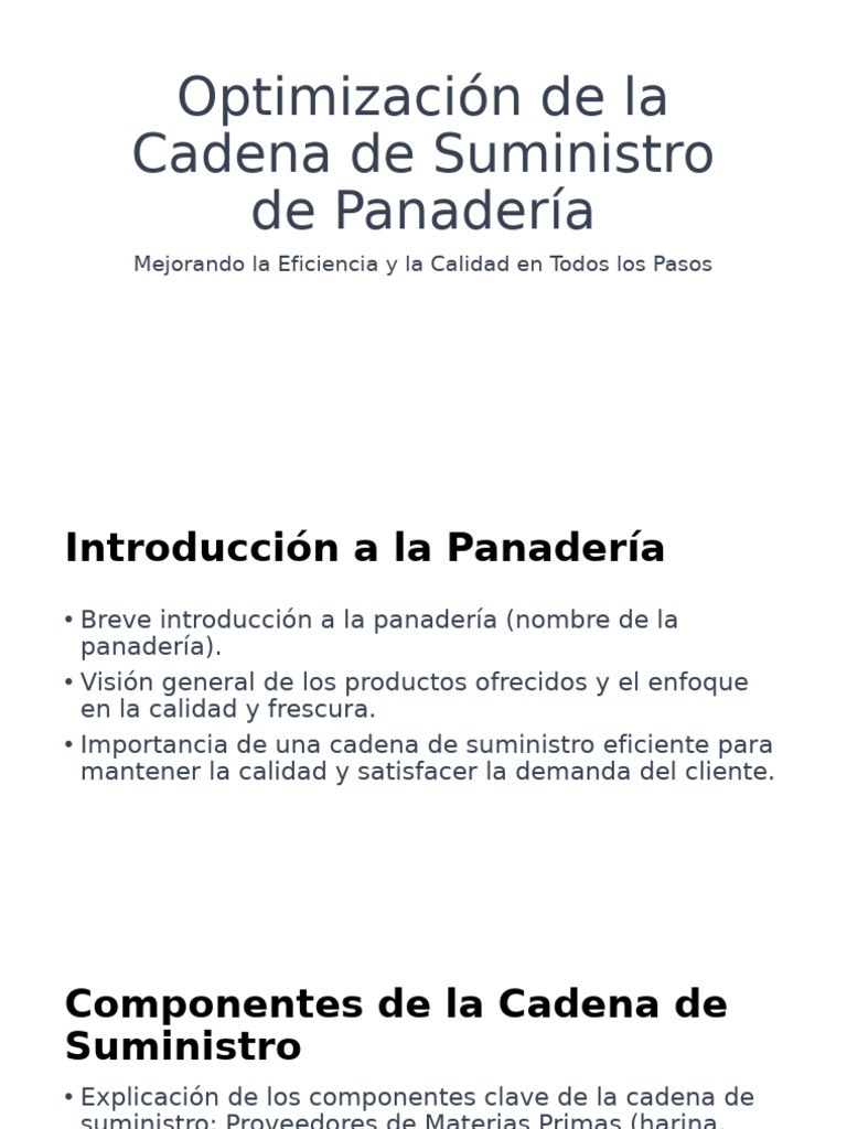 Optimización de La Cadena de Suministro de Panadería | PDF