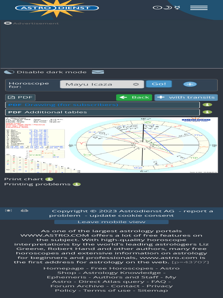 Free Astrology Chart Astrodienst PDF Horoscope Astronomy