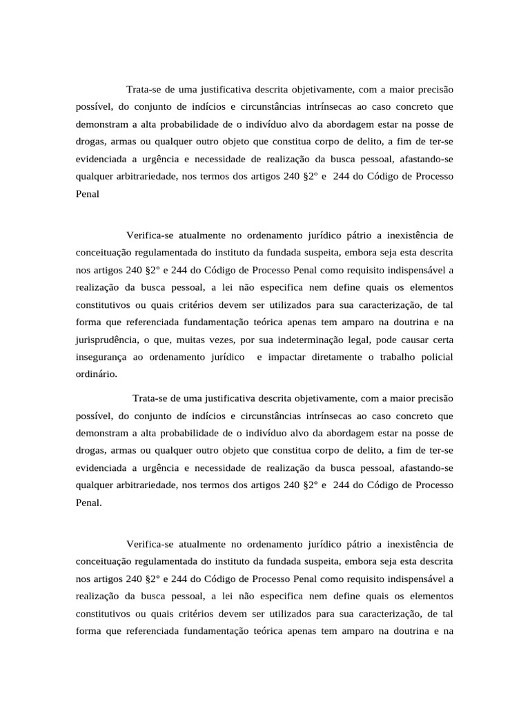 Fundada Suspeita Art 240 2o Cpp