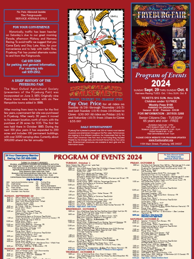 Fryeburg Fair 2024 Schedule & Info | PDF | Cattle | Sheep