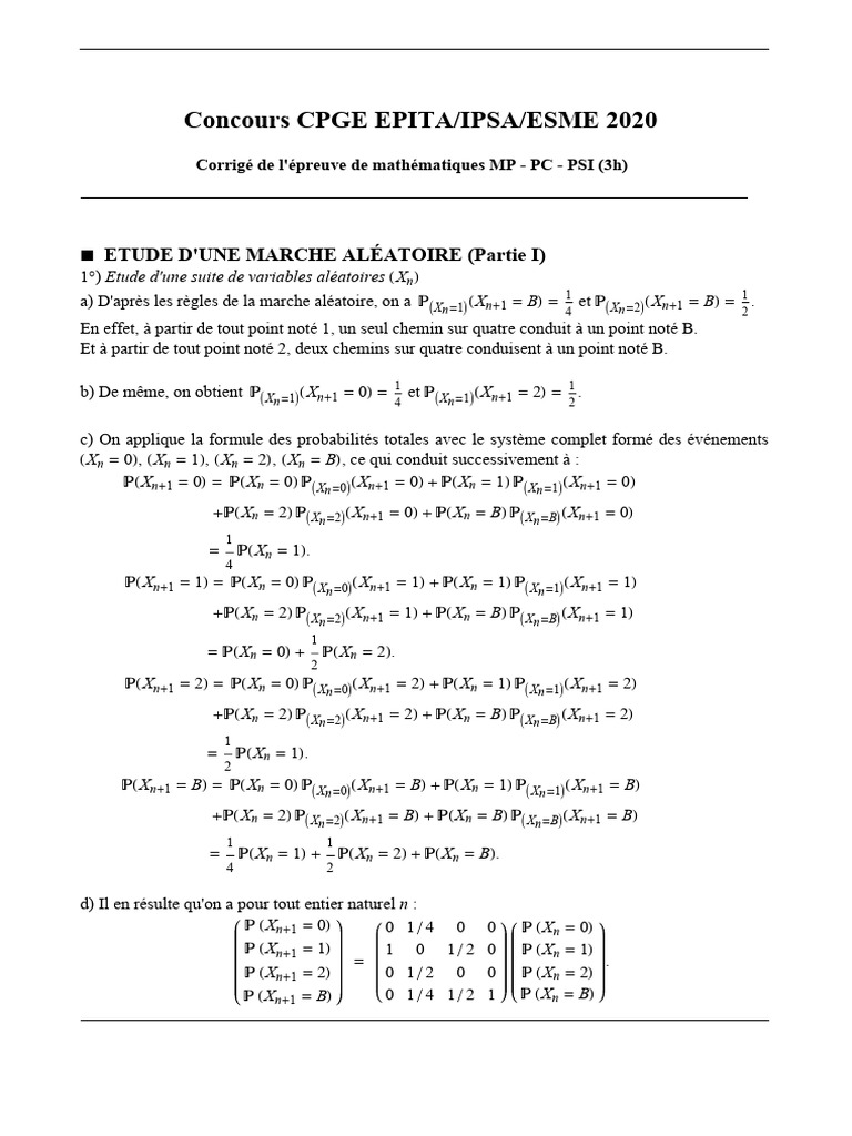 Corrige Maths MP PC Psi | PDF