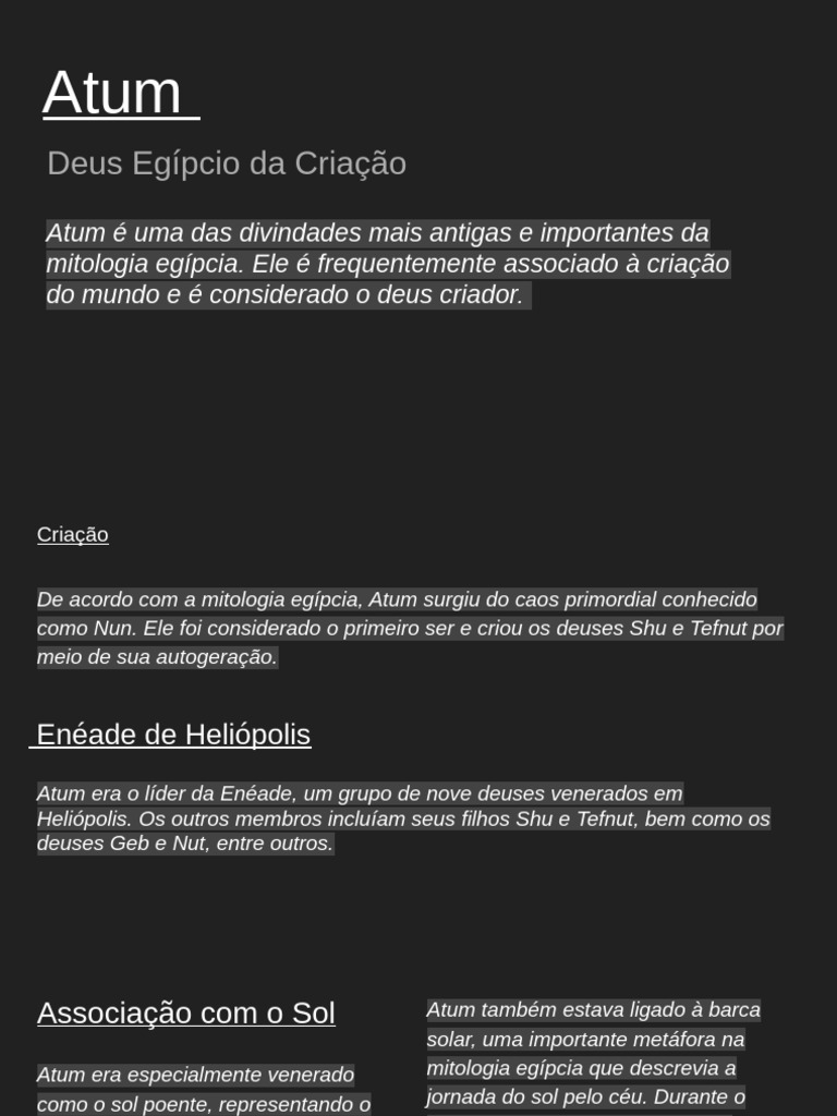 Deus Egípcio Atum | PDF