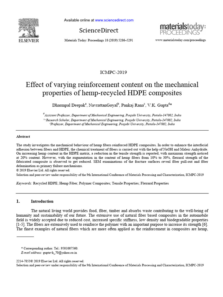 Effect of Varying Reinforcement Content On The Mechanical | PDF