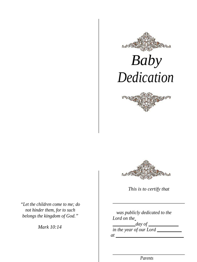 Baby Dedication Certificate Template | PDF