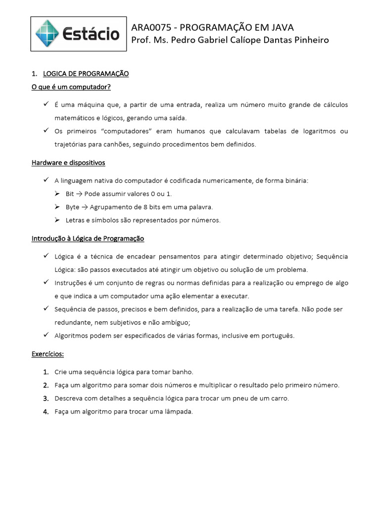 Apostila Aulas de Programa o Orientada A Objeto Com Java | PDF