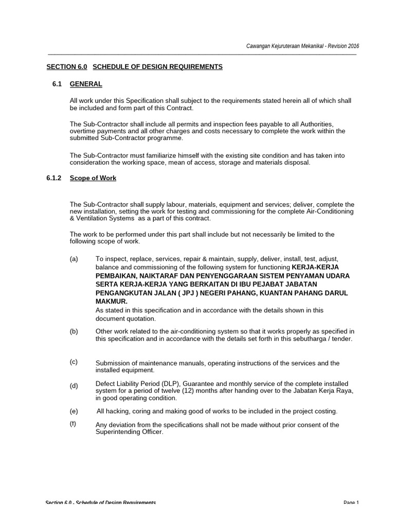 Schedule of Design Requirement | PDF | Ventilation (Architecture ...