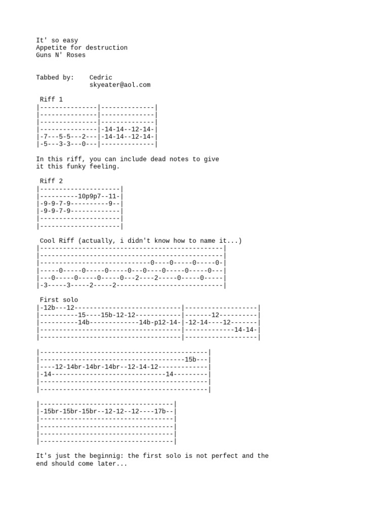 Lyrics To Its So Easy