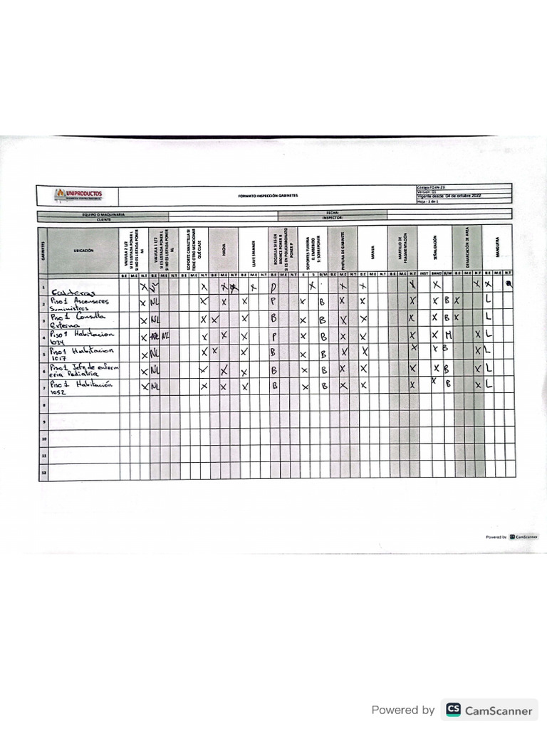 Formato Inspeccion Gabinetes Edif Tradicional | PDF