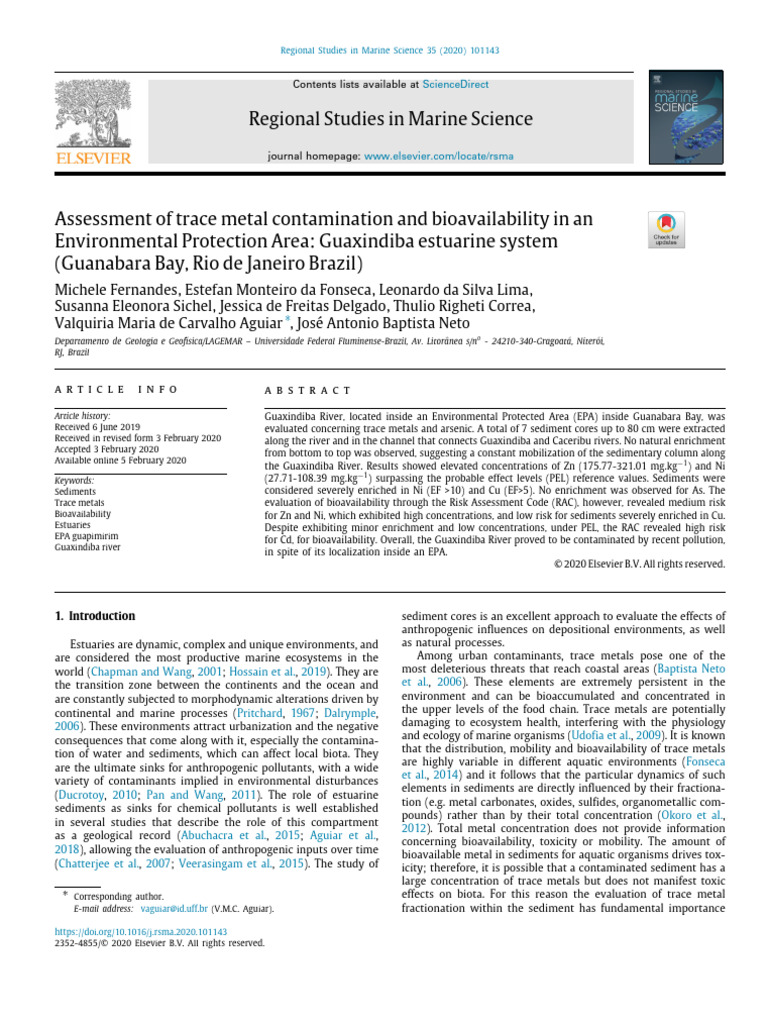 2020 - Assessment of Trace Metal Contamination and Biovariability in An ...