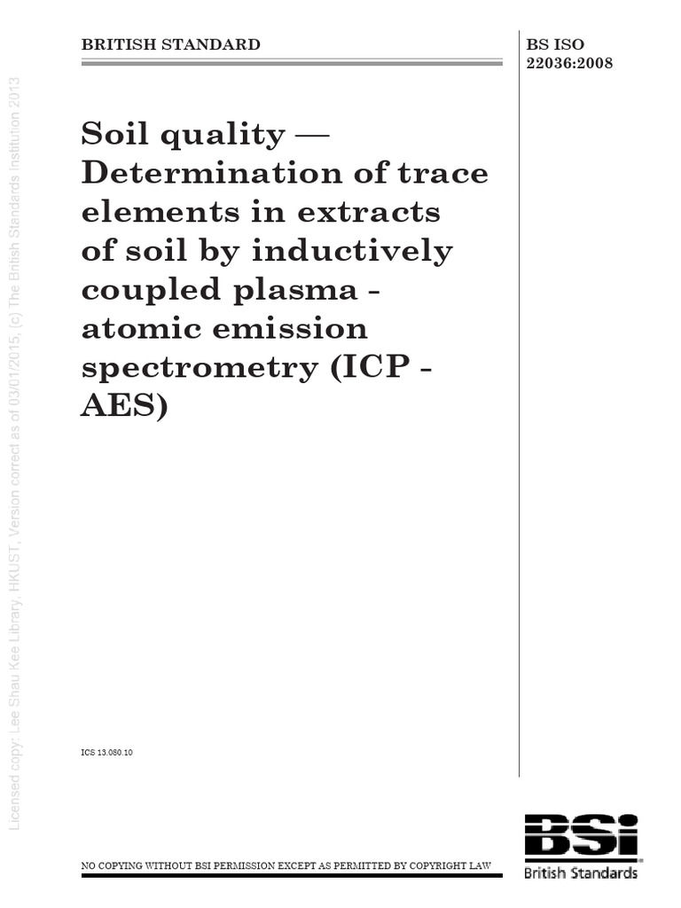 Soil Quality. Determination of Trace Elements in Extracts of Soil by ...