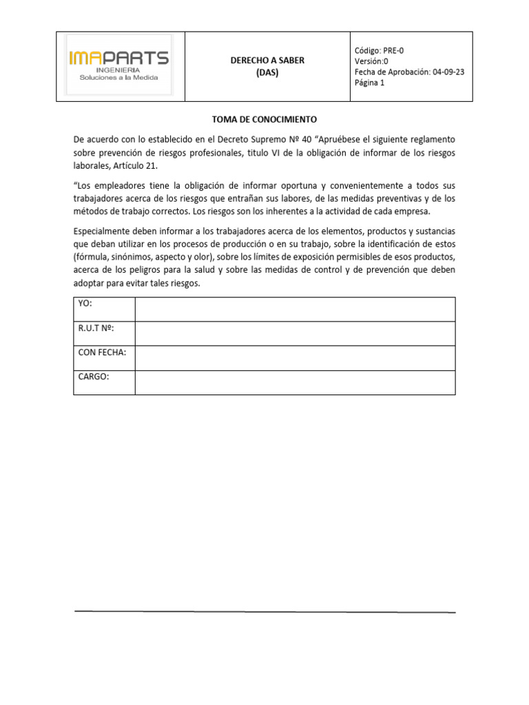 Lo Establecido en El Decreto Supremo #40 