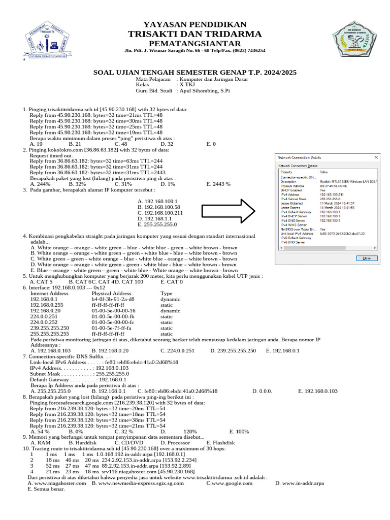 Contoh soal kjd kelas 10 semester 1