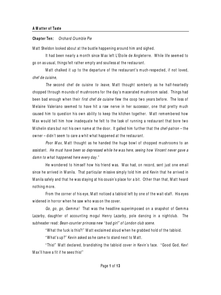 A Matter of Taste - Chapter Ten | PDF | Spoon | Foods