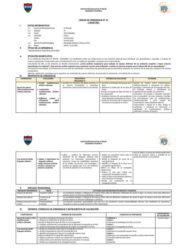 I Unidad de Aprendizaje 1 - (3º) | PDF