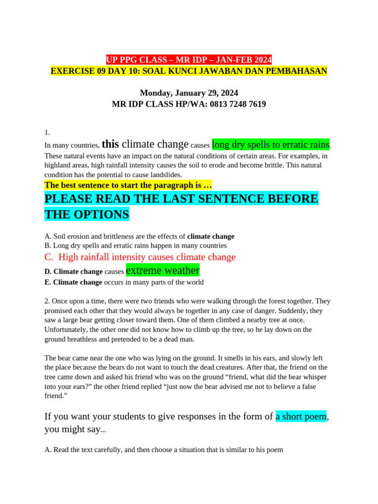 EXERCISE 09 DAY 10 - KJ Dan PEMBAHASAN MR IDP UP PPG CLASS - JAN-FEB ...