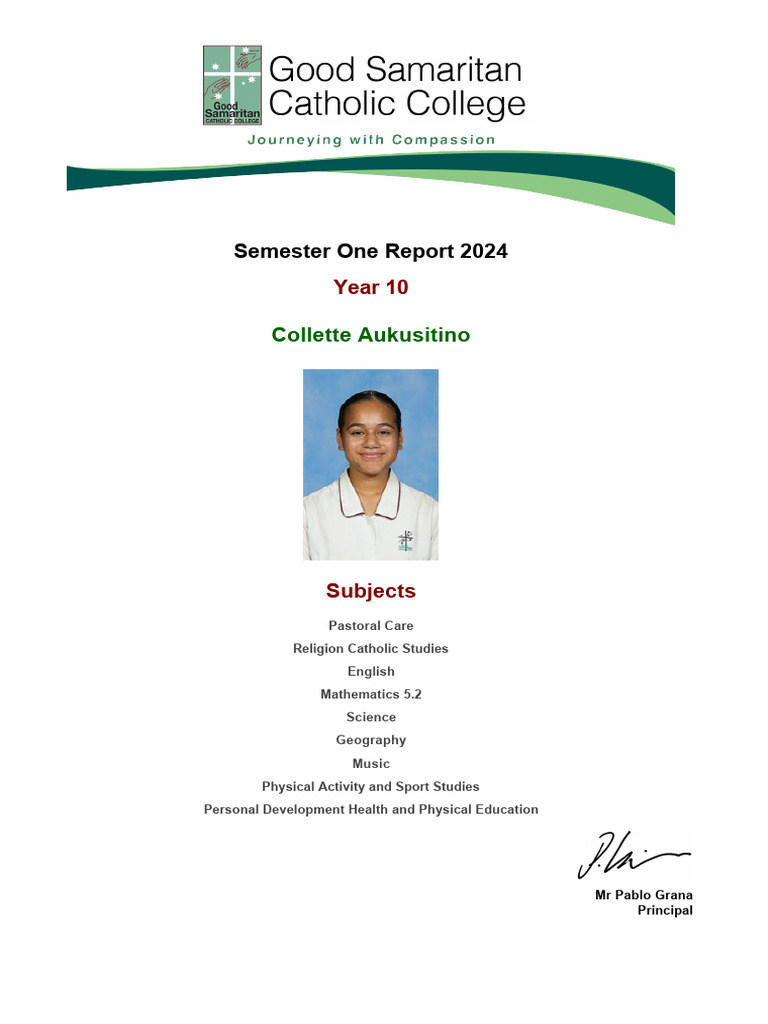 Semester One Report 2024: Collette Aukusitino | PDF