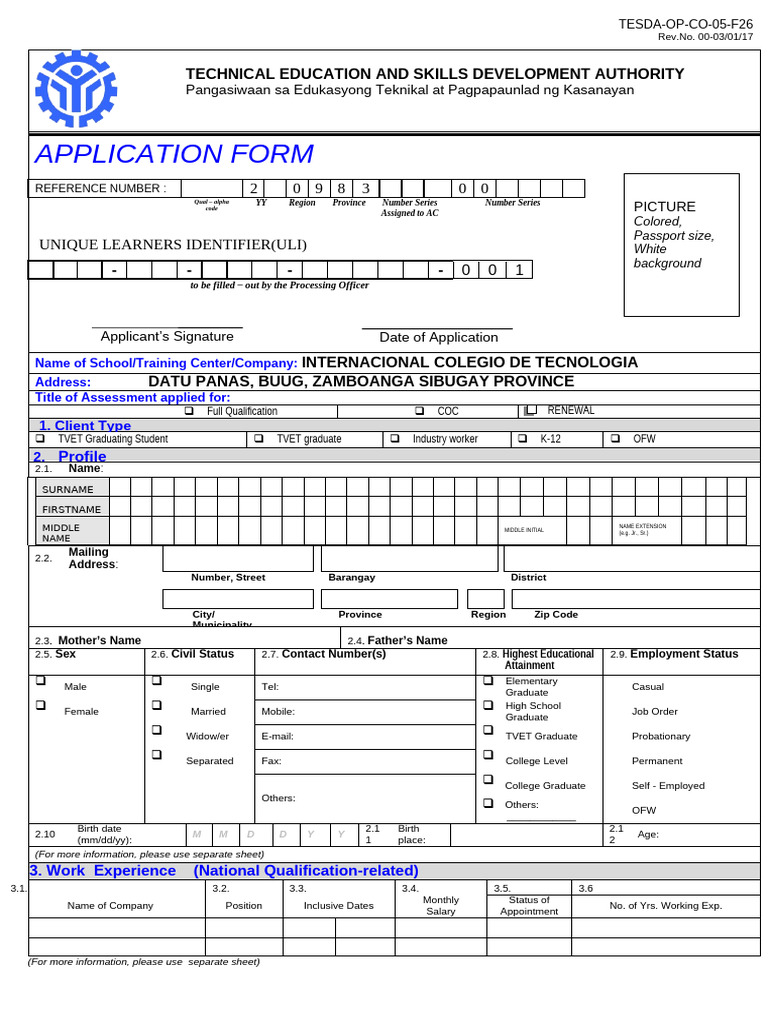 APPLICATION FORM FRONT (10) | PDF