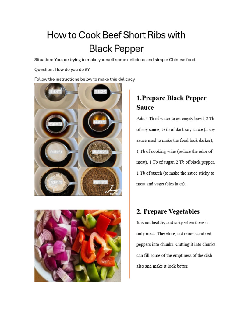 How To Cook Beef Short Ribs With Black Pepper | PDF