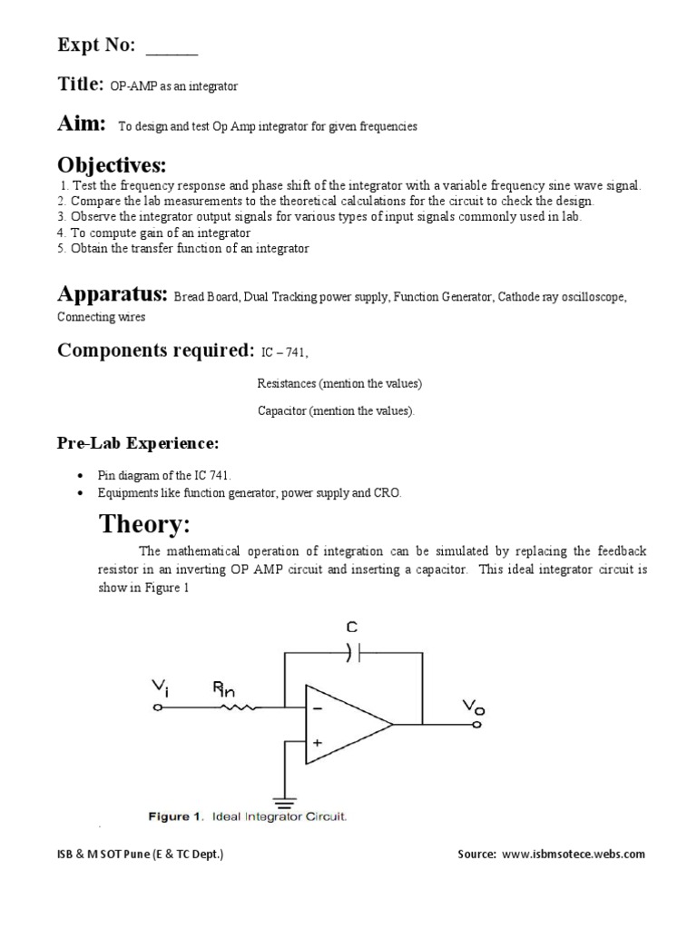 Op-Amp Integrator Design and Analysis | PDF | Operational Amplifier ...