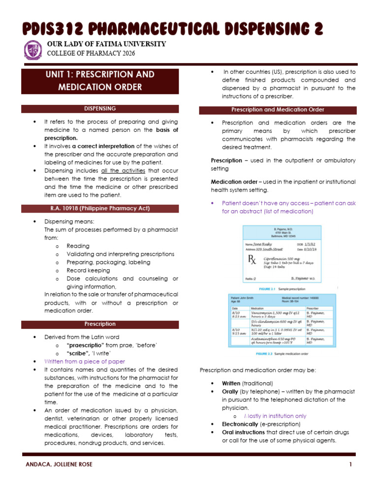 Prescription and Medication Order | PDF