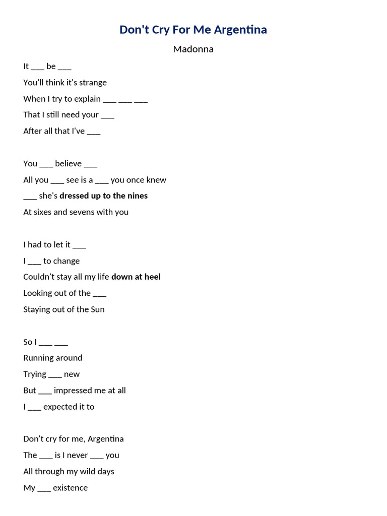 Dont Cry For Me Argentina | PDF