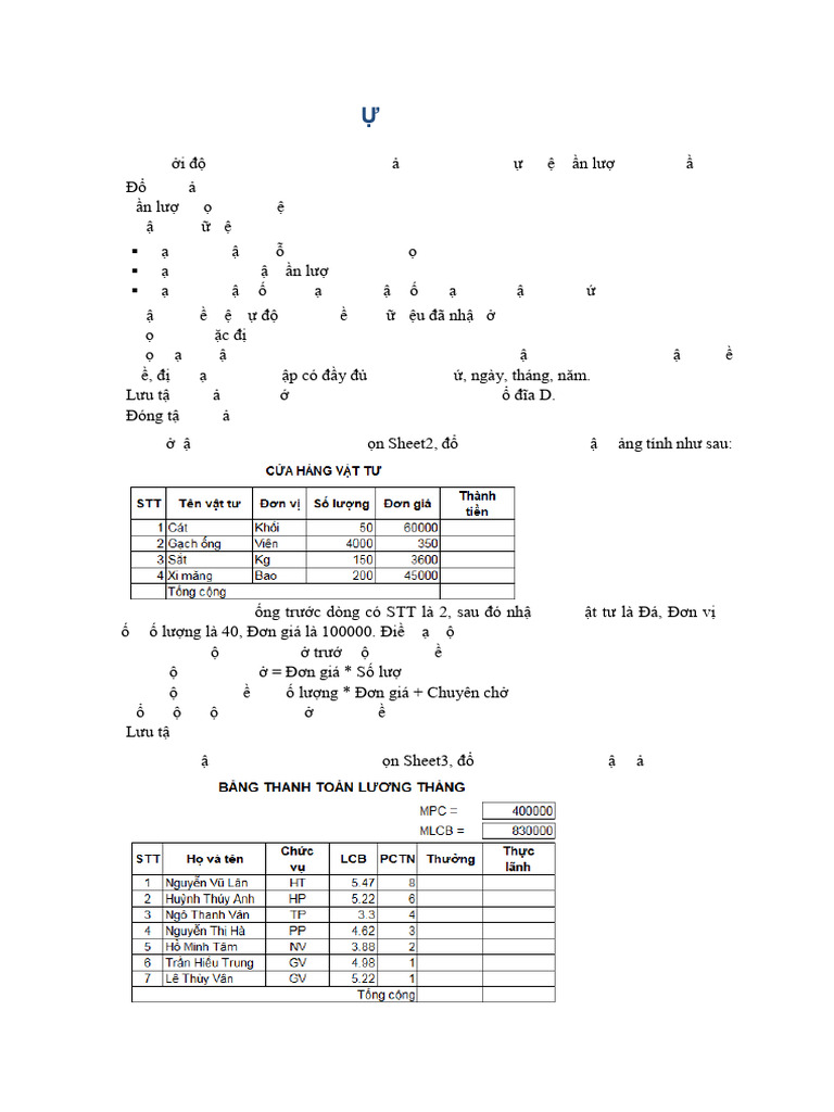 Bai Tap Excel | PDF