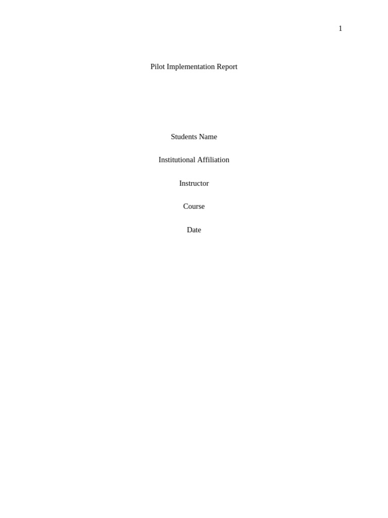 Field Test Implementation Report-1 | PDF