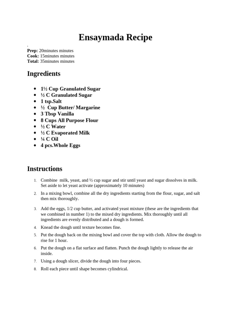 Ensaymada Recipe | PDF