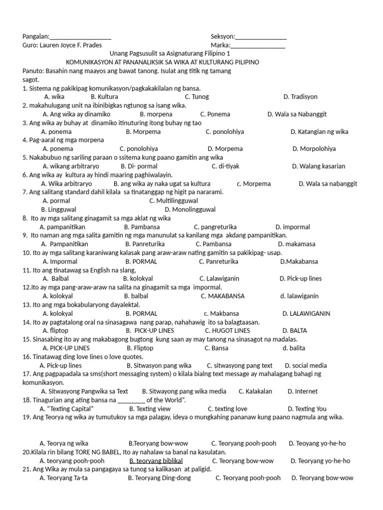 Grade 11 Examination Joyce Prades (Autorecovered) | PDF