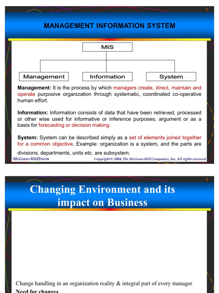 MIS Module 1 Information System Management Information System