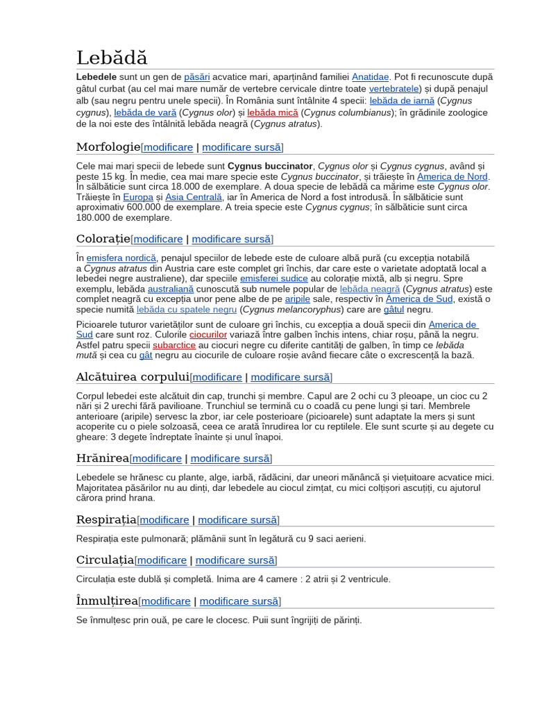 Lebădă | PDF