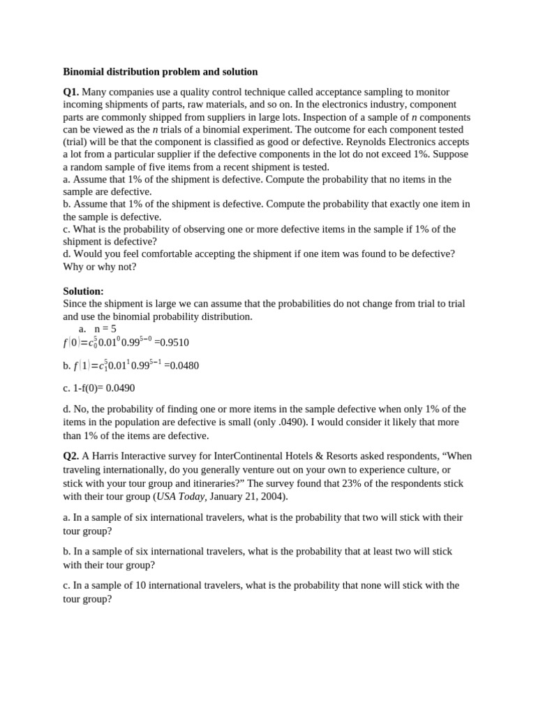 Binomial Distribution Solution | PDF